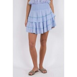 Neo Noir Kenia S Voile Mini Skirt Tiered Smocked Crochet Cotton XS NWT 277898